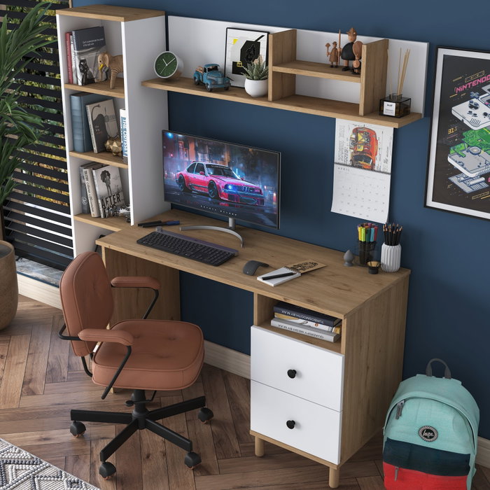 Hanah Home HA115 - 2642 Escritorio de Estudio Nogal y Blanco Hanah Home HA115 - 2642 Escritorio de Estudio Nogal y Blanco